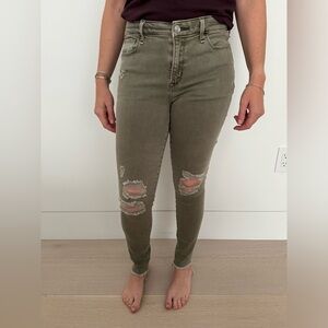 Abercrombie and fitch super skinny ripped military green jeans